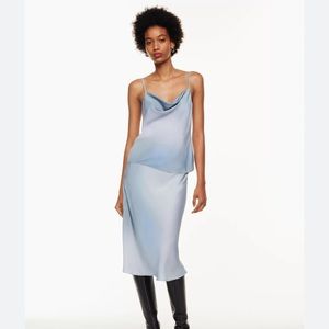 Aritzia Babaton Cowlneck Tank in Chrome Azurine Blue Size XS